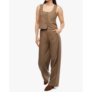WeWoreWhat Brown Pinstriped Tailored Formal Vest Top Career Trouser Pants Set 4